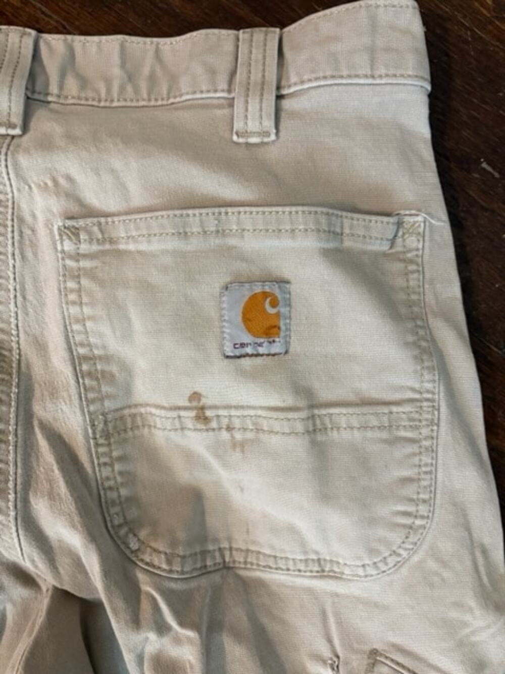 Carhartt Relaxed Fit Work Pants 32x32 Khaki Utility Distressed - Picture 3 of 6